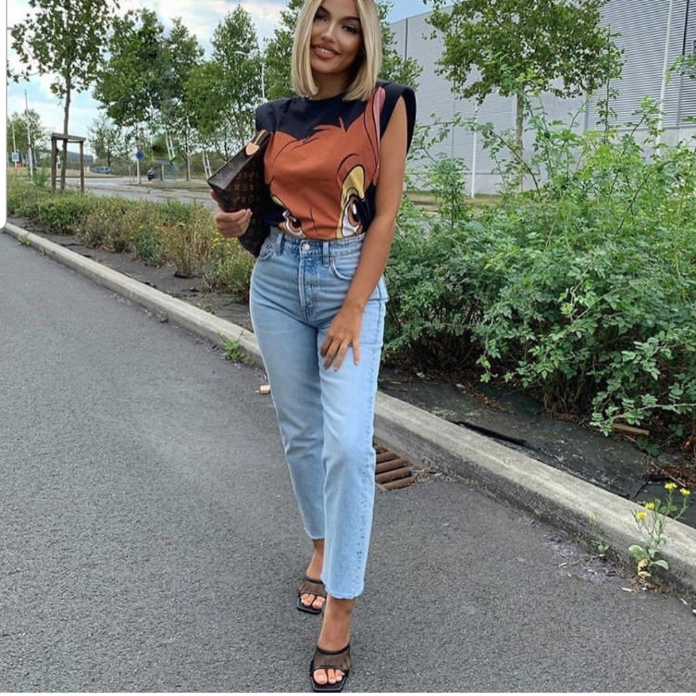 RESTOCK Zara Bambi Disney shoulder pad top
